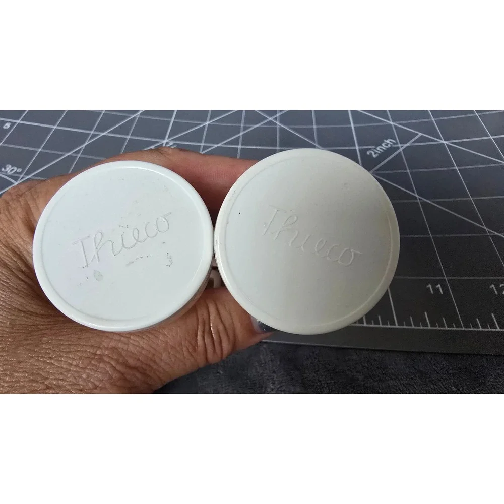 Vintage Thieco Salt and Pepper Shakers White Flip Top Mid Century Modern Plastic